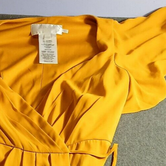 Davids Bridal Formal Floor Length Wrap Dress Size 6 Marigold NWT ,Flutter Sleeve - Picture 7 of 16